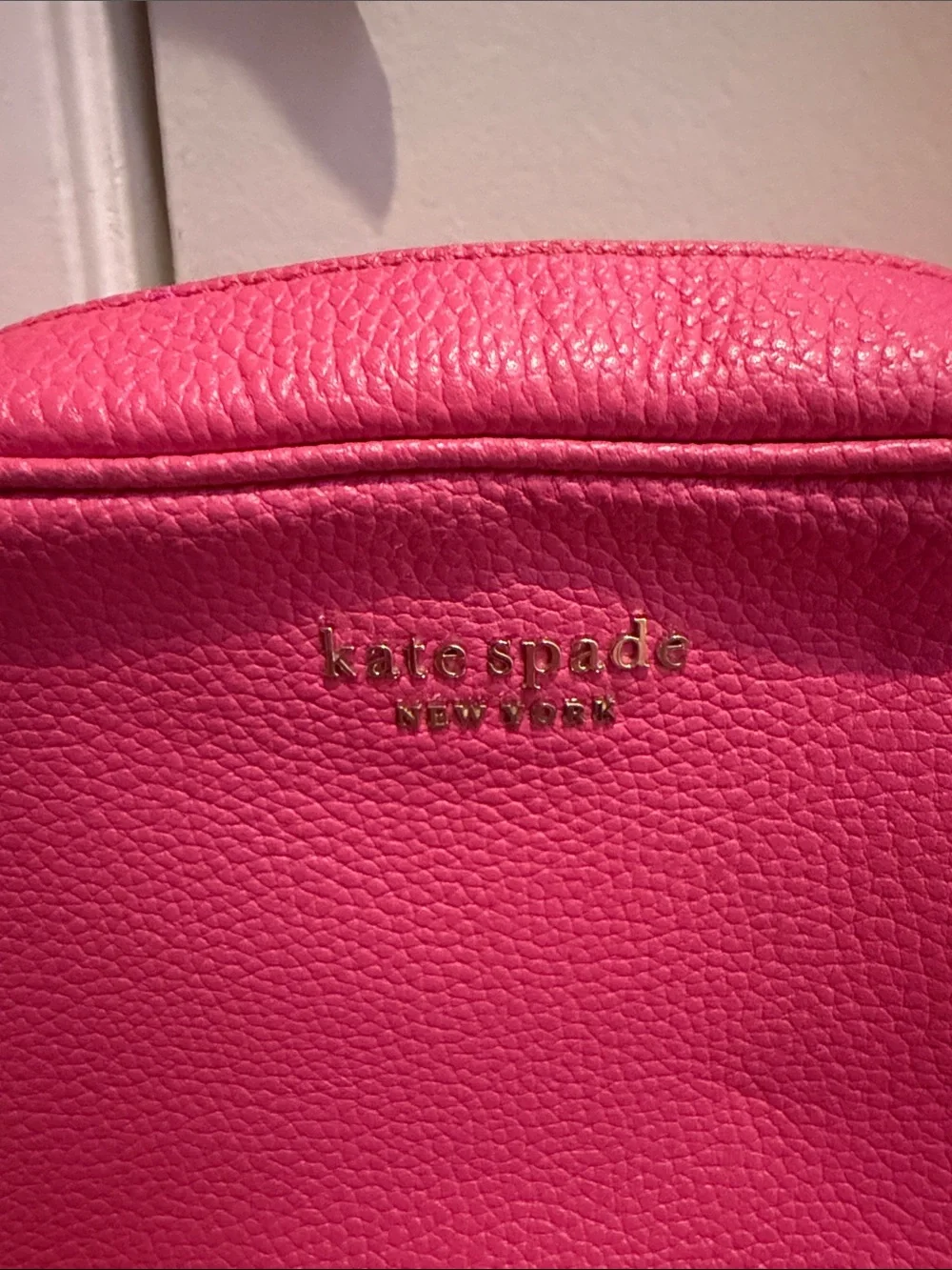 Kates pade Hot Pink Leather Crossbody Bag with Gold Hardware